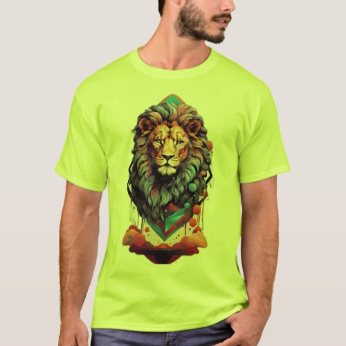 Unleash Strength in Style with our Geometric Lion  T_Shirt