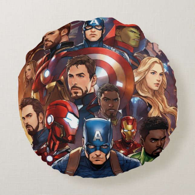 Unleash Superhero Relaxation in Every Round!" Round Pillow (Back)