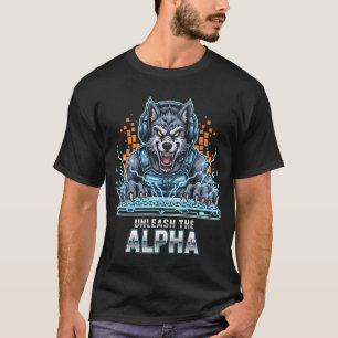 Unleash The Alpha Gamer Wolf Shirt   Cyberpunk Esp