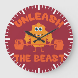 Unleash The Beast Gym Motivation Large Clock