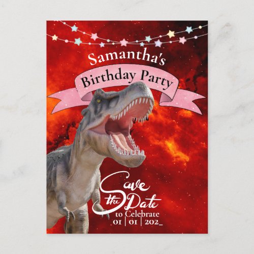 Unleash the Fiery Power of T_Rex in Jurassic World Postcard