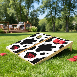 Unleash the Fun: Personalized Cow Print Cornhole Set