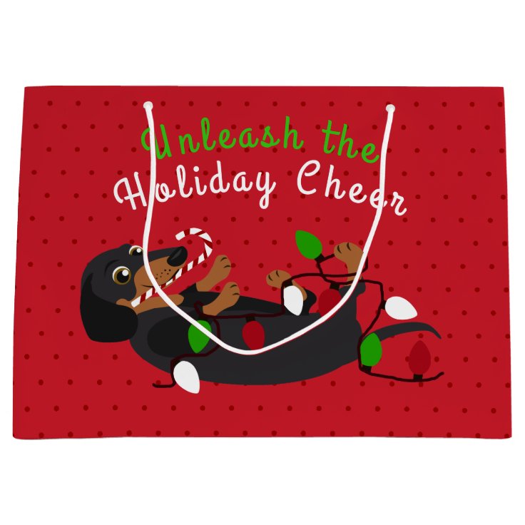 Unleash the Holiday Cheer Cute Dachshund Christmas Large Gift Bag  Zazzle