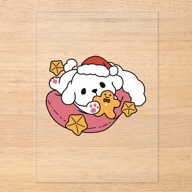 Unleash the Holiday Cheer – Cute Dog Christmas Acrylic Invitations (Front)