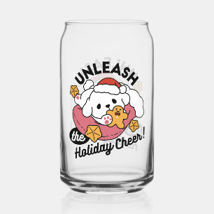 Unleash the Holiday Cheer – Cute Dog Christmas Can Glass