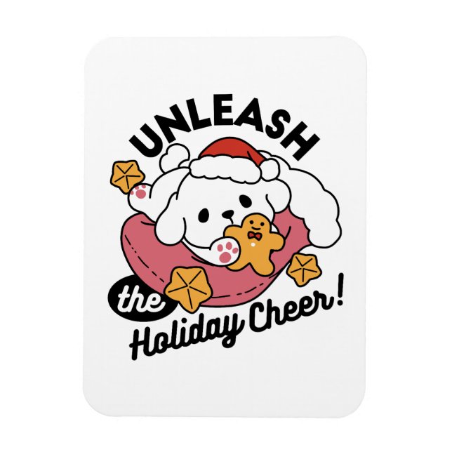 Unleash the Holiday Cheer – Cute Dog Christmas Magnet (Vertical)