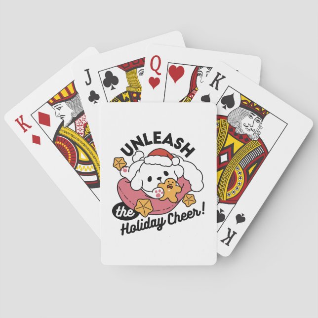 Unleash the Holiday Cheer – Cute Dog Christmas Poker Cards (Back)