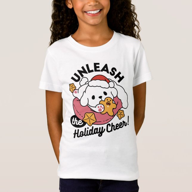 Unleash the Holiday Cheer – Cute Dog Christmas T-Shirt (Front)