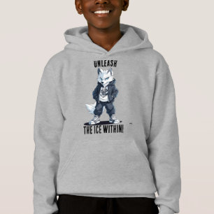 Unleash the Ice Within: Fierce Wolf for Teens Hoodie