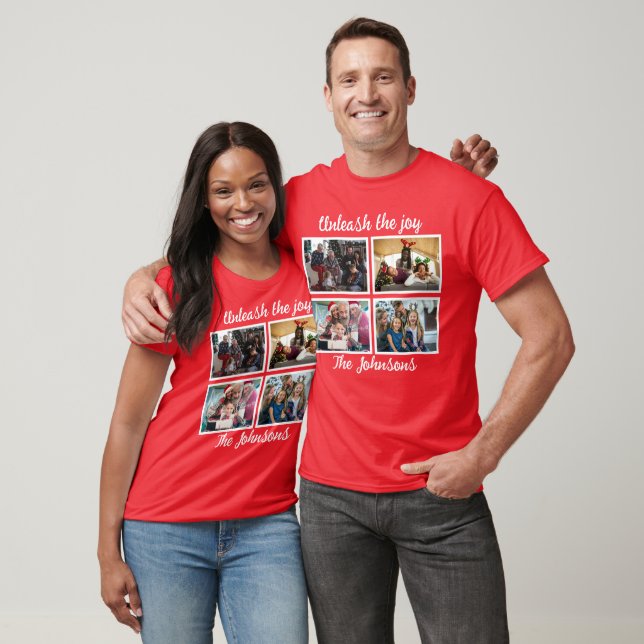 Unleash The Joy | Modern Family Christmas Photo T-Shirt (Unisex)