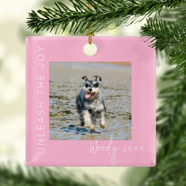 Unleash The Joy | Pet Photo Christmas Tree Metal Ornament (Creator Uploaded)