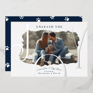Unleash the Joy Pet Photo Foil Holiday Card