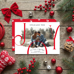 Unleash the Joy Red | Pet Photo Christmas Card