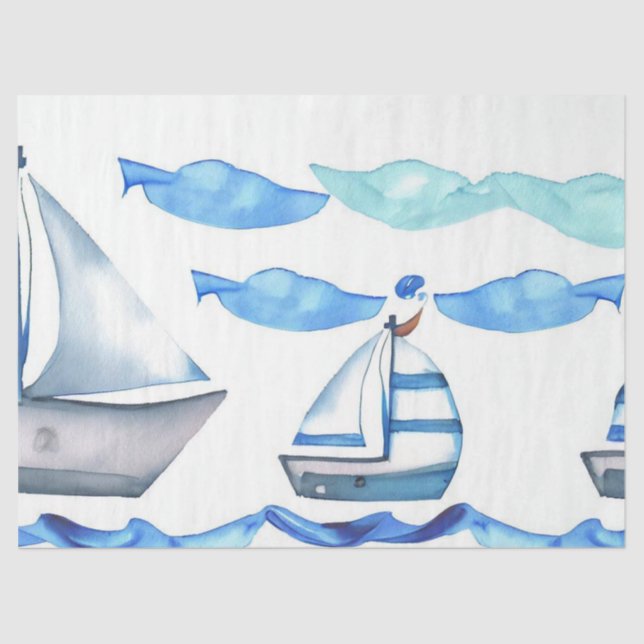 "Unleash the Sea Adventure: Nautical Voyage" Tissue Paper (Front)