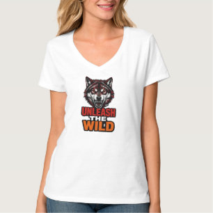 Unleash The Wild Red Wolf Emblem T-Shirt