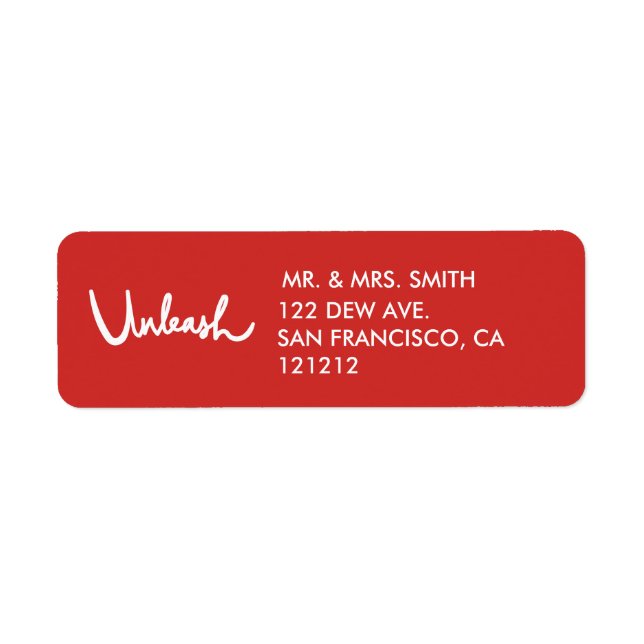 Unleash | Witty Hand Lettered Return Address Label (Front)