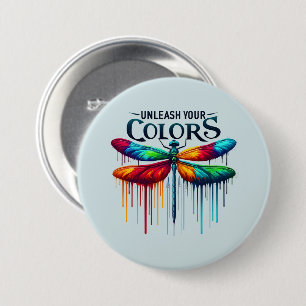 Unleash Your Colors - Artistic Dragonfly Button