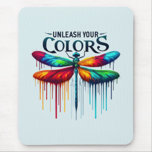 Unleash Your Colors - Artistic Dragonfly Mouse Pad