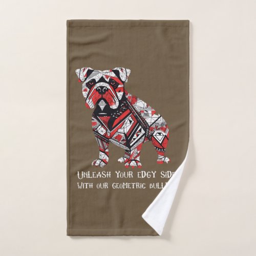 Unleash your edgy side with our geometric bulldog  hand towel 