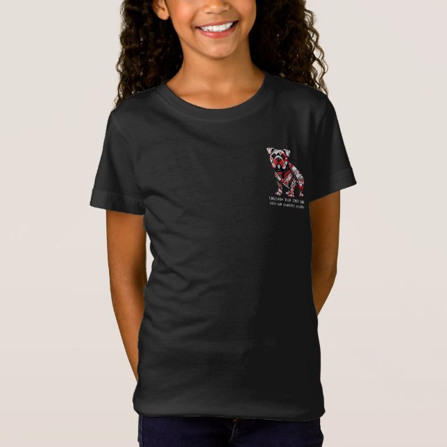 Unleash your edgy side with our geometric bulldog  T-Shirt (Front)