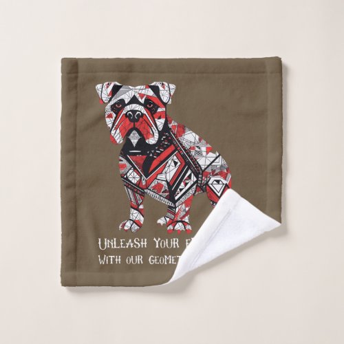 Unleash your edgy side with our geometric bulldog wash cloth
