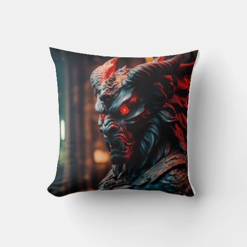 Unleash Your Inner Fire Angry Devil Printed Pillo Throw Pillow