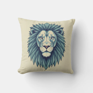 Unleash Your Inner Lion with Geometric Majesty Throw Pillow