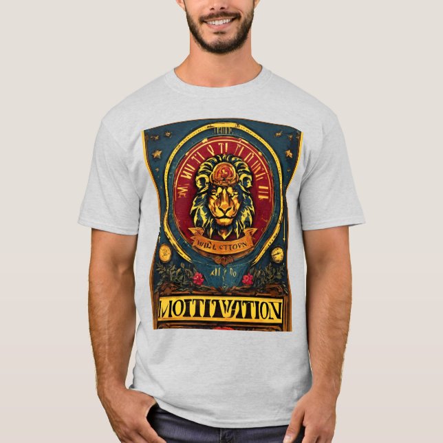 Unleash Your Inner Strength: White Lion Motivation T-Shirt (Front)