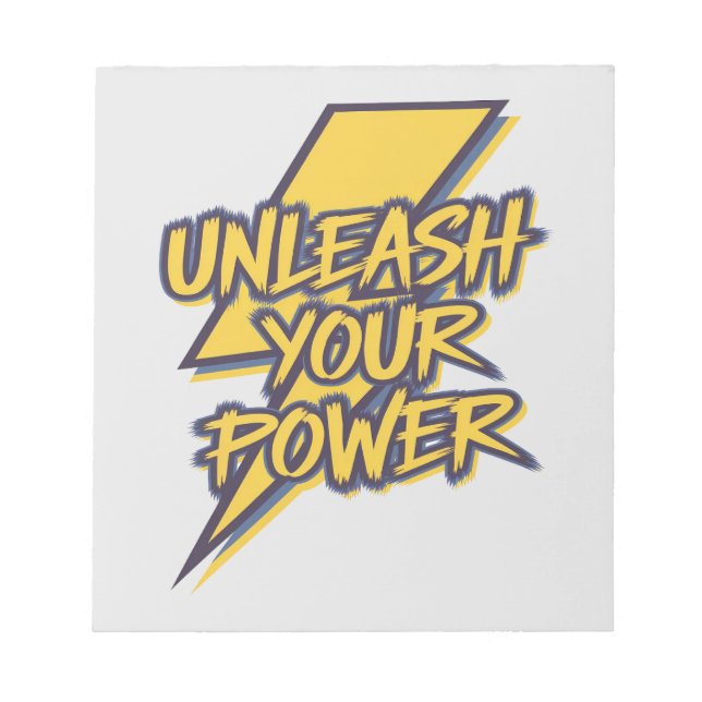 Unleash Your Power Motivational Lightning Bolt Notepad (Front)