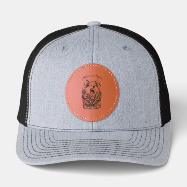 Unleash Your Power — Strength Is Within Leather Patch Hat (Front)