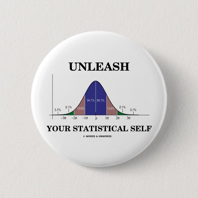 Unleash Your Statistical Self (Bell Curve Humor) Pinback Button (Front)