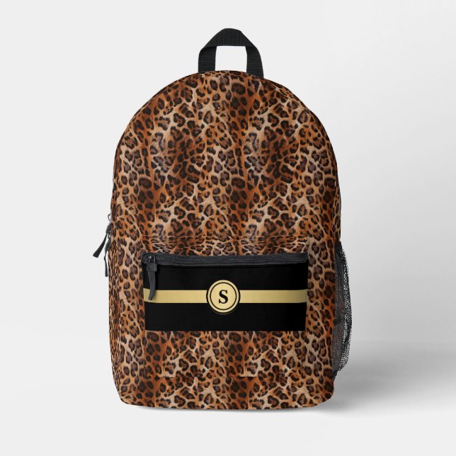 Unleash Your Wild Side: Personalized Leopard  Printed Backpack (Front)