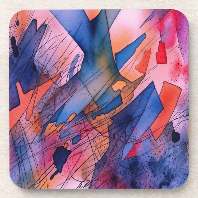 "Unleashed Potential" Contemporary Abstract Art Beverage Coaster (Front)