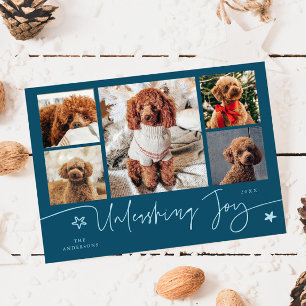 Unleashing Joy Teal Dog Multi Photo Holiday Card