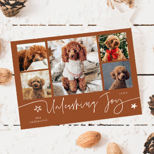 Unleashing Joy Terracotta Dog Multi Photo Holiday Card
