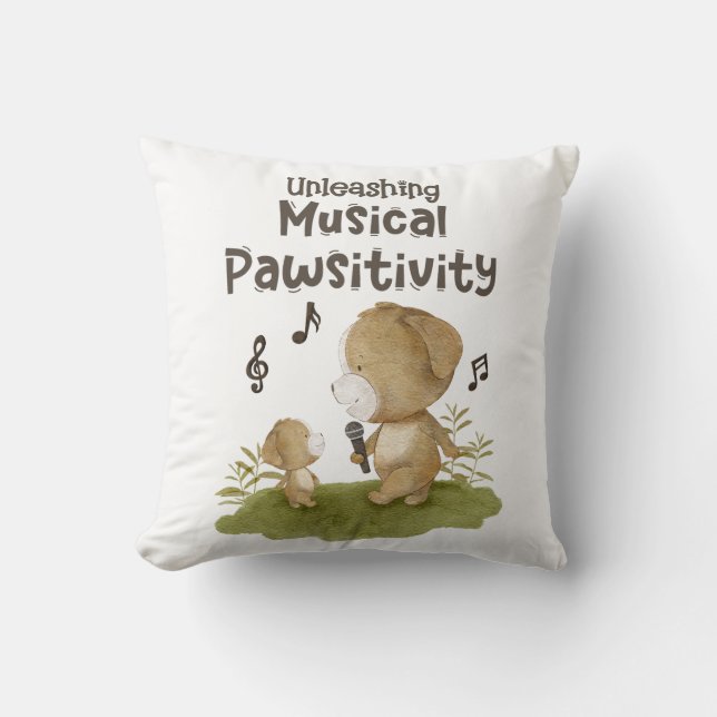 Unleashing Musical Pawsitivity - Pet Lover - Music Throw Pillow (Front)