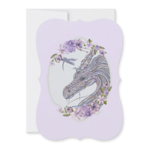 Unlikely friends dragon and dragonfly  holiday card