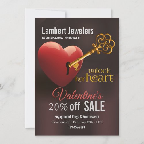 Unlock Her Heart Valentines Sale Promotion Invitation