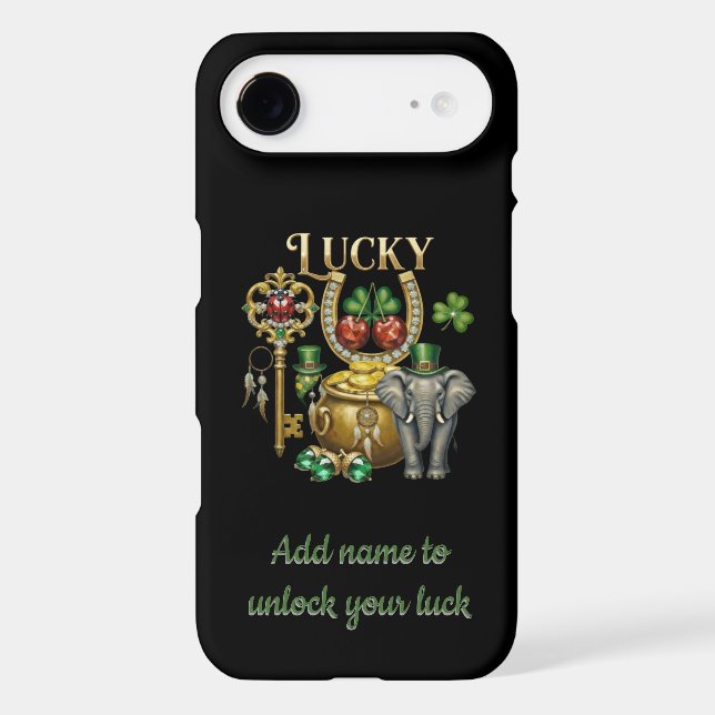 Unlock your luck personalized golden charms iPhone case (Back)