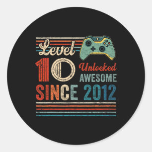 Unlocked Level 10 Birthday 10 Year Old Video Game Classic Round Sticker