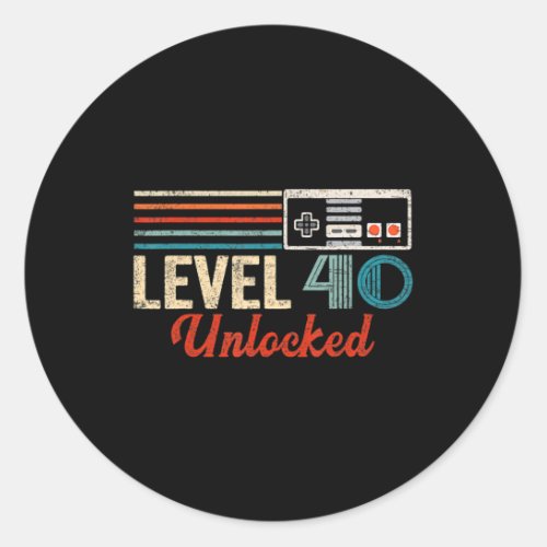 Unlocked Level 40 Birthday Boy Video Game Controll Classic Round Sticker