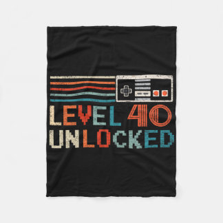 Unlocked Level 40 Birthday Boy Video Game Controll Fleece Blanket
