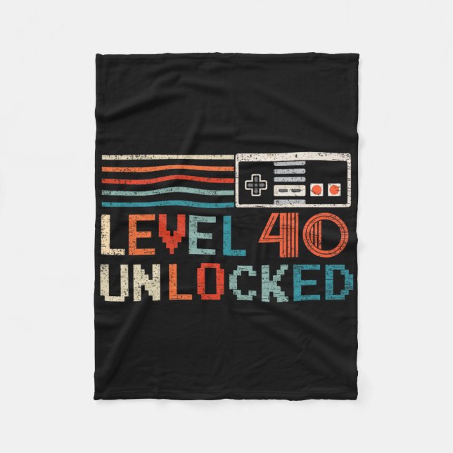 Unlocked Level 40 Birthday Boy Video Game Controll Fleece Blanket (Front)