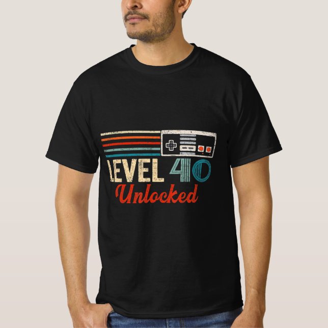 Unlocked Level 40 Birthday Boy Video Game Controll T-Shirt (Front)