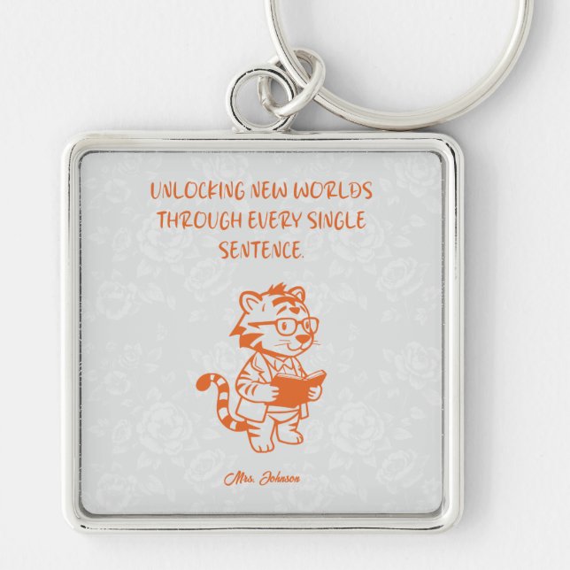 Unlocking New Worlds Every Single Sentence Reader Keychain (Front)