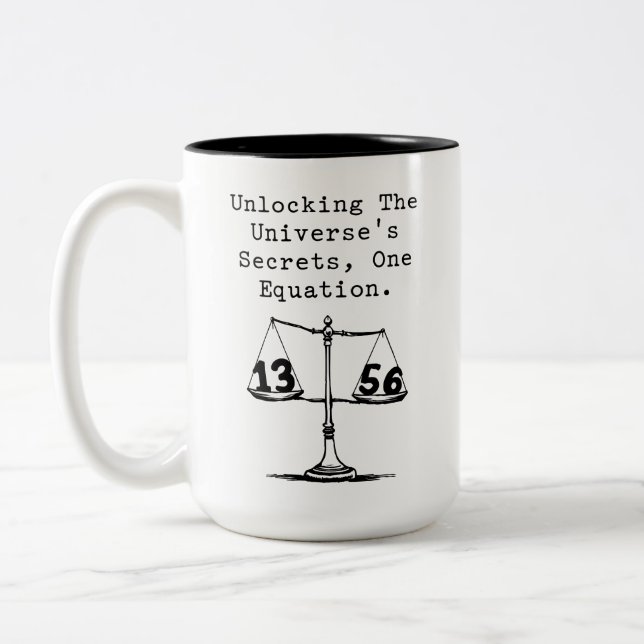 Unlocking Universe Secrets One Equation Math Two-Tone Coffee Mug (Left)