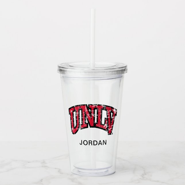 UNLV distressed Acrylic Tumbler (Front)