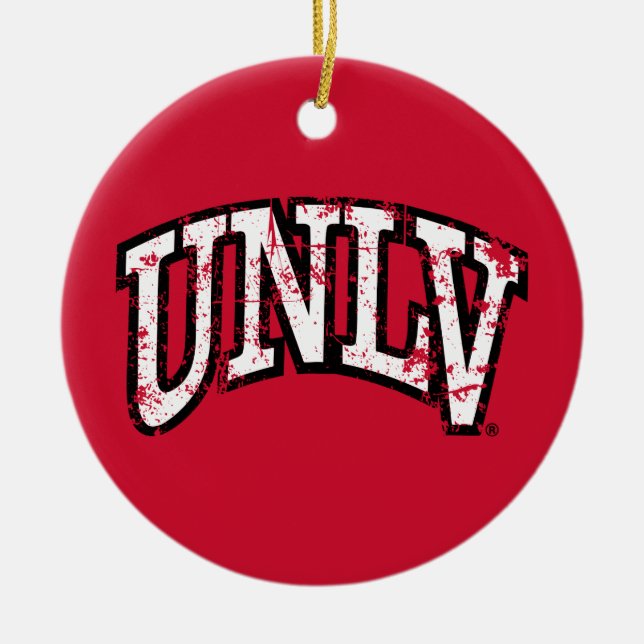 UNLV Distressed Ceramic Ornament (Front)