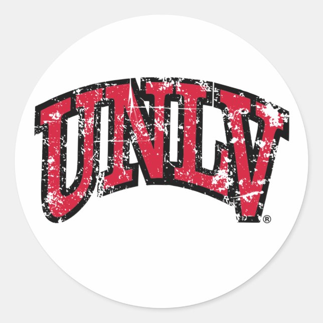 UNLV distressed Classic Round Sticker (Front)