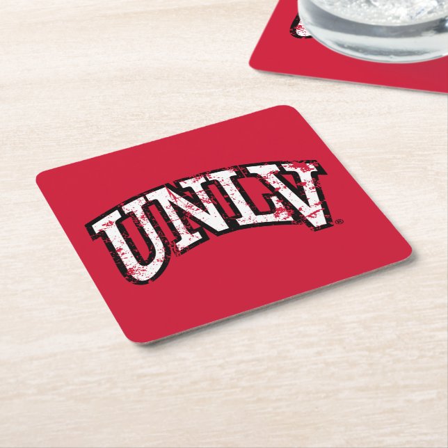 UNLV Distressed Square Paper Coaster (Angled)